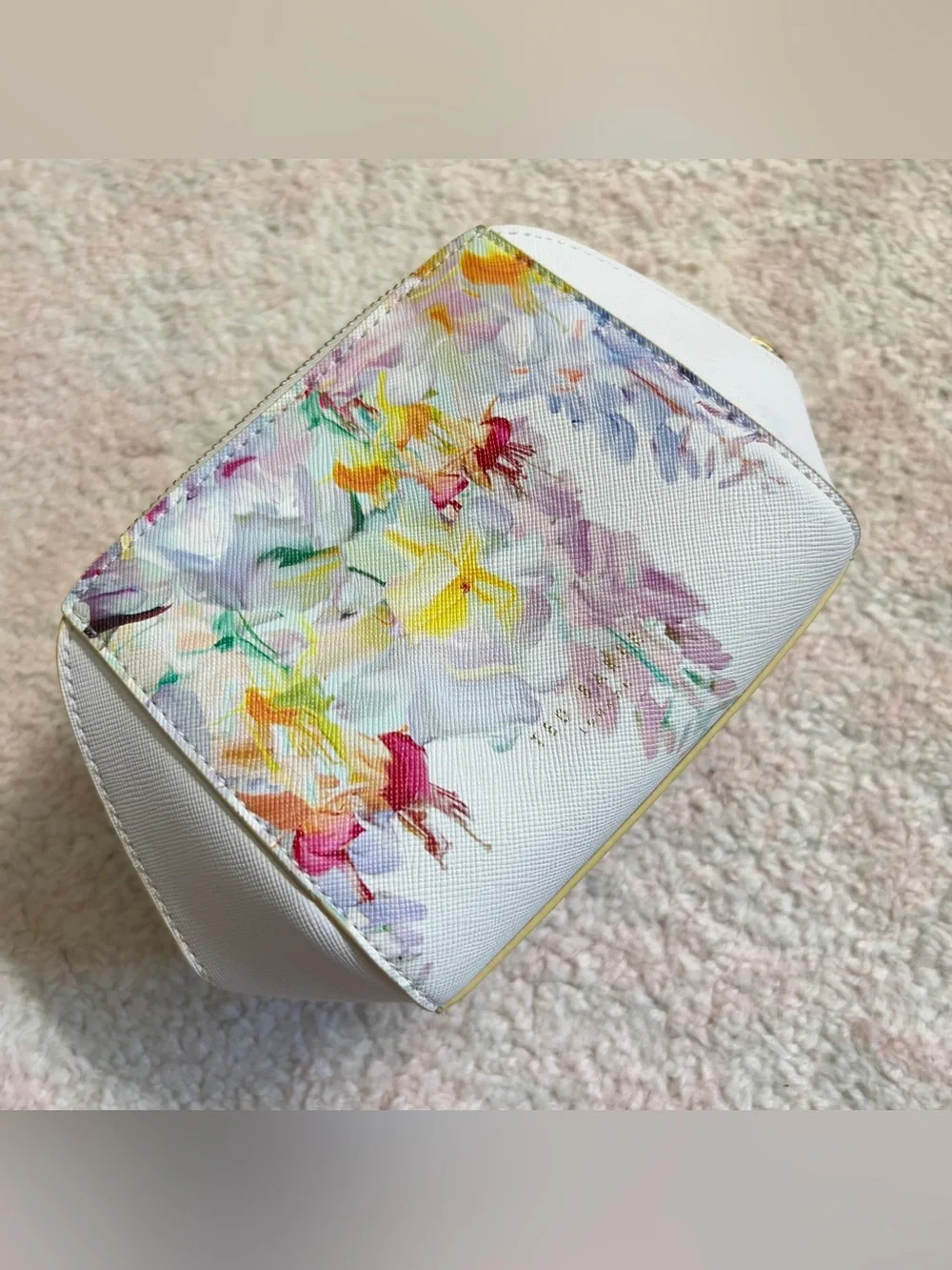 Ted Baker London White Floral Print Cosmetic Pouch